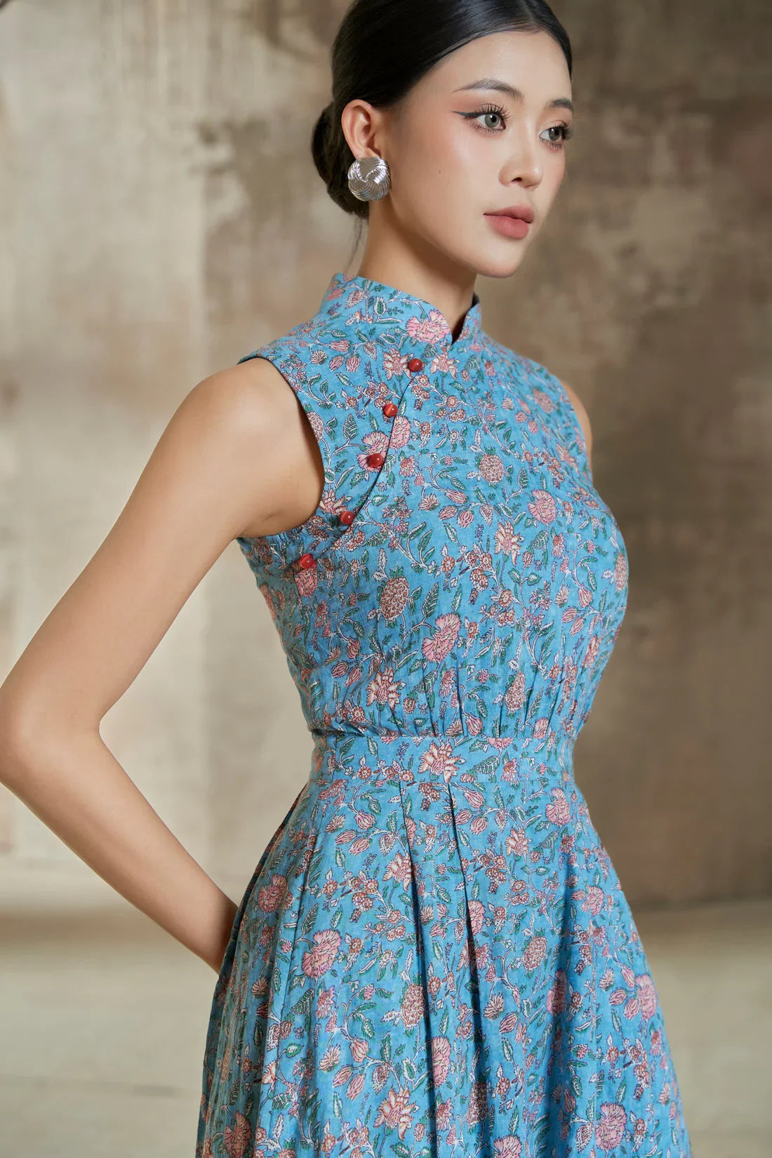 cotton batik dress Batik Midi Dress