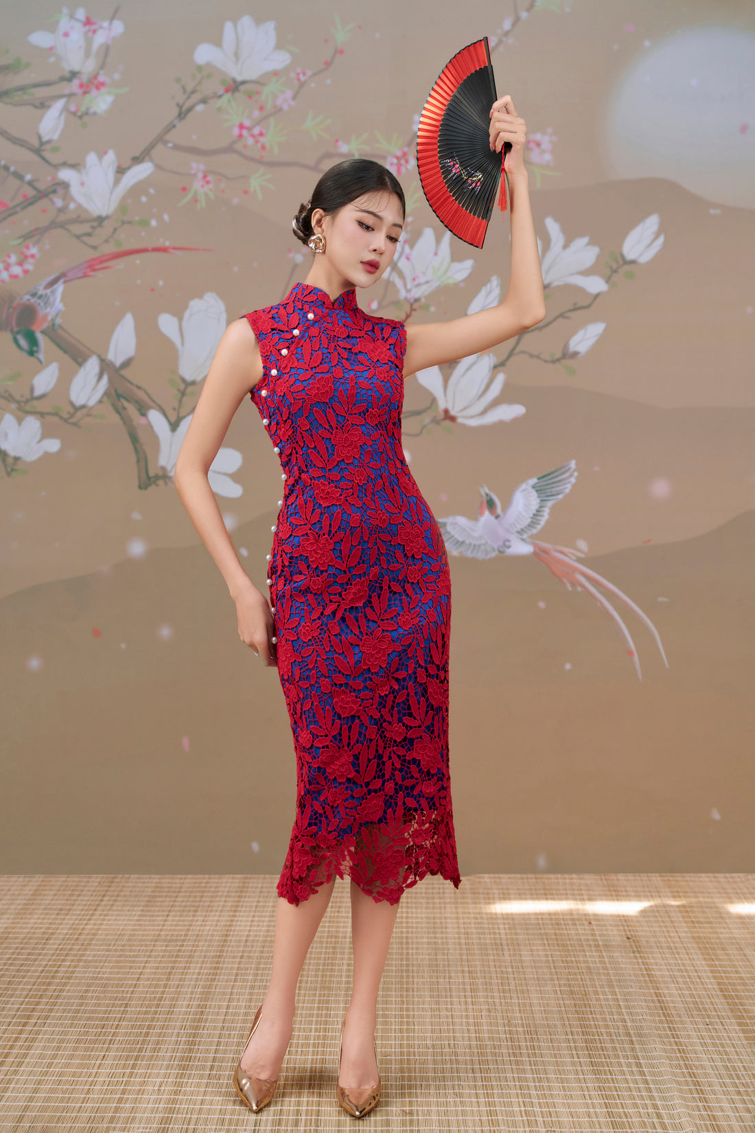 Lace Dress in RedxCobalt