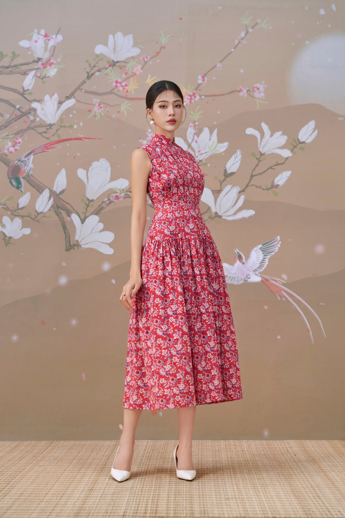 Sakura Batik Pleated Dress