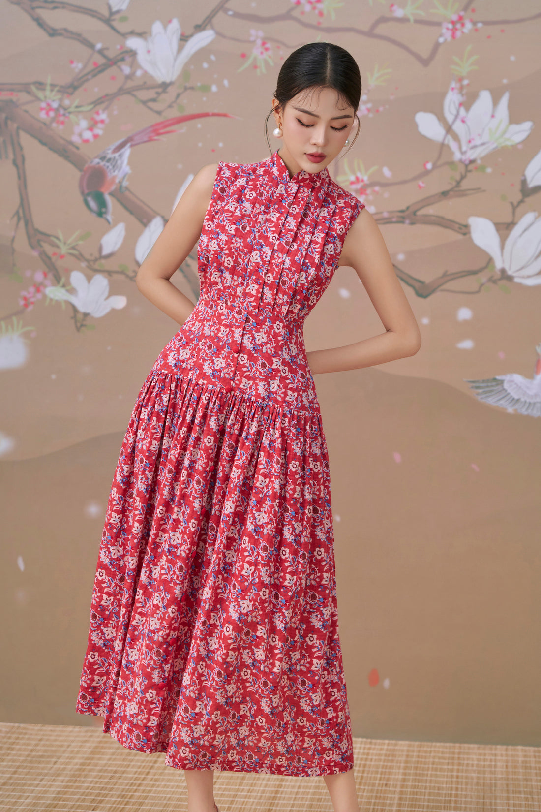 Sakura Batik Pleated Dress