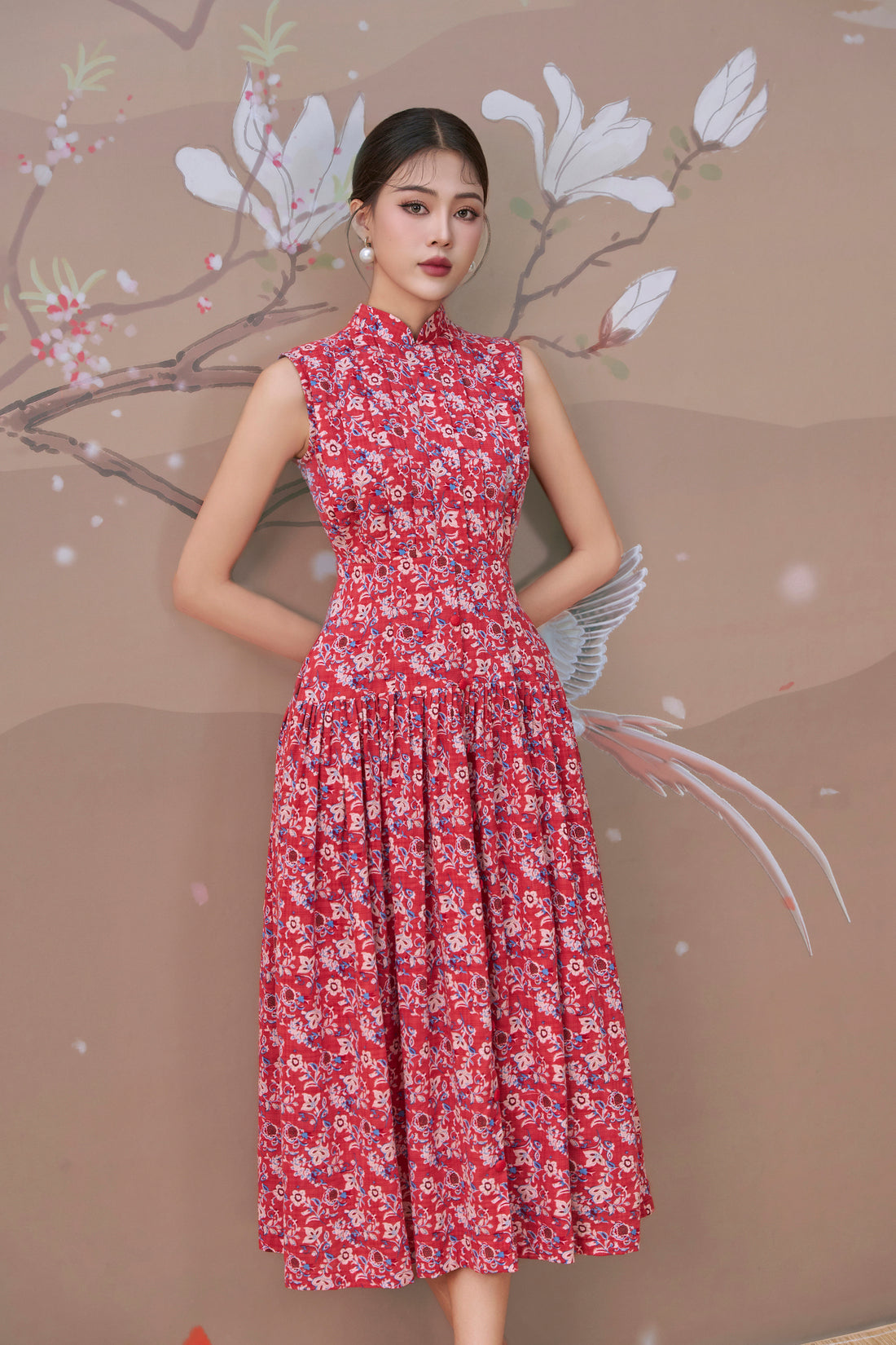 Sakura Batik Pleated Dress