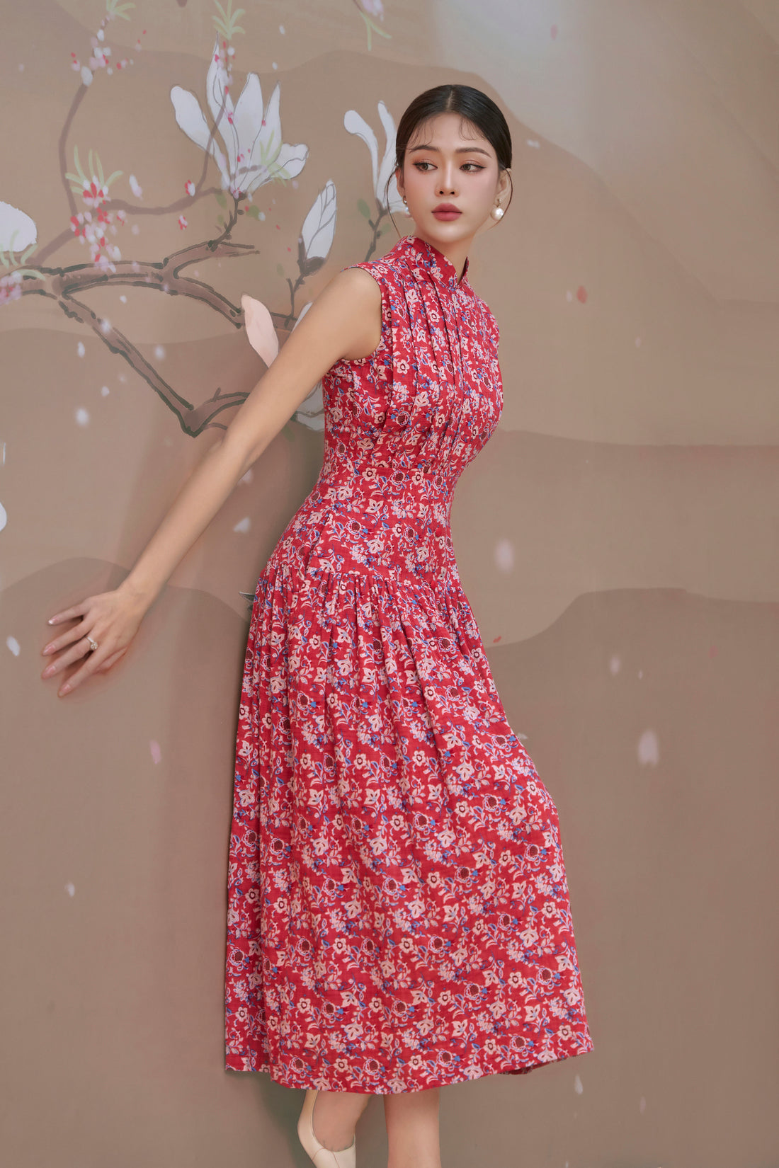 Sakura Batik Pleated Dress
