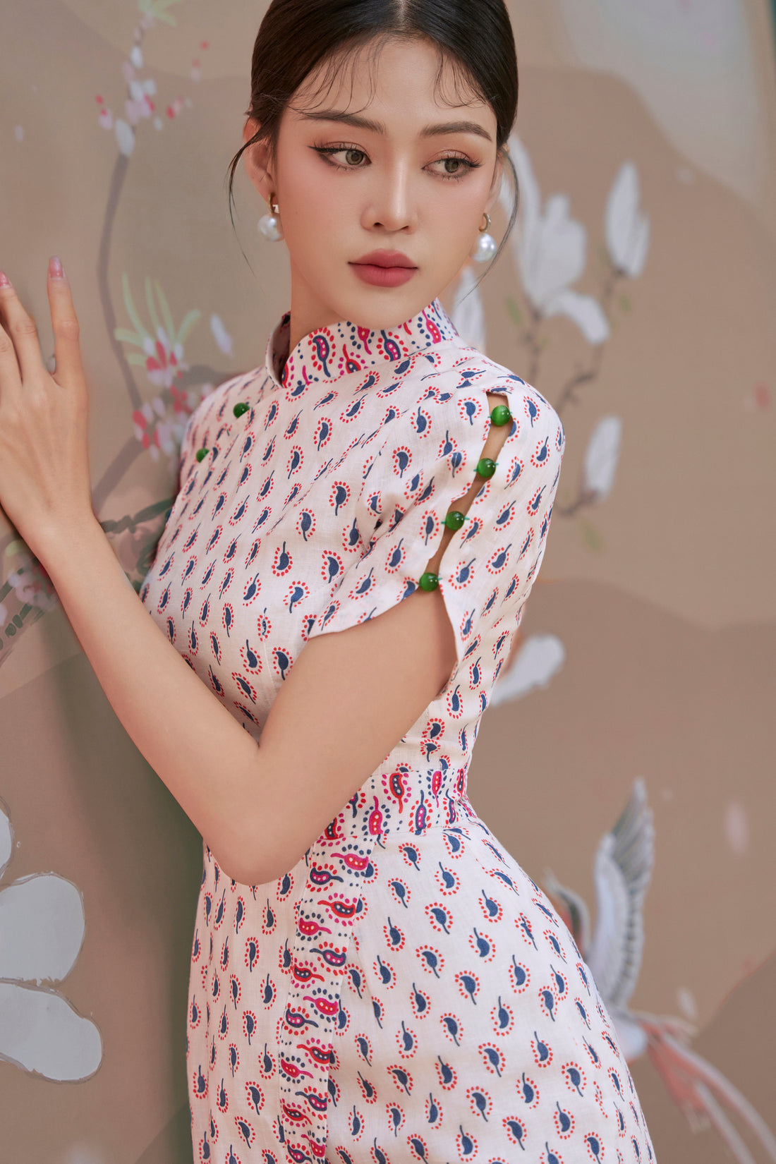 Ari Wrap Dress with Buttoned-Sleeves
