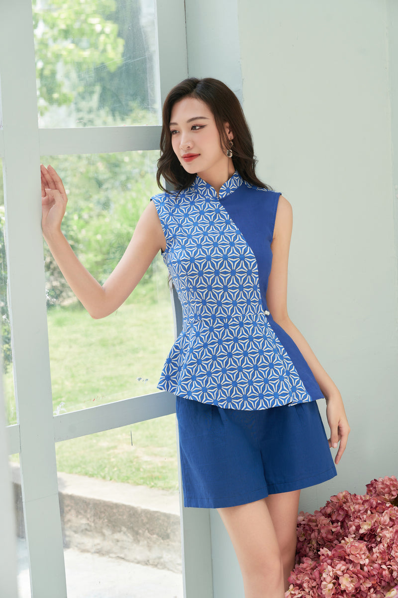 Asanoha Peplum Top