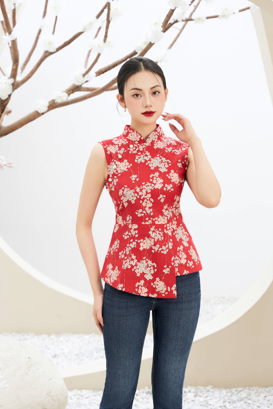 Aria Blooming Charm Peplum in Red (last piece)