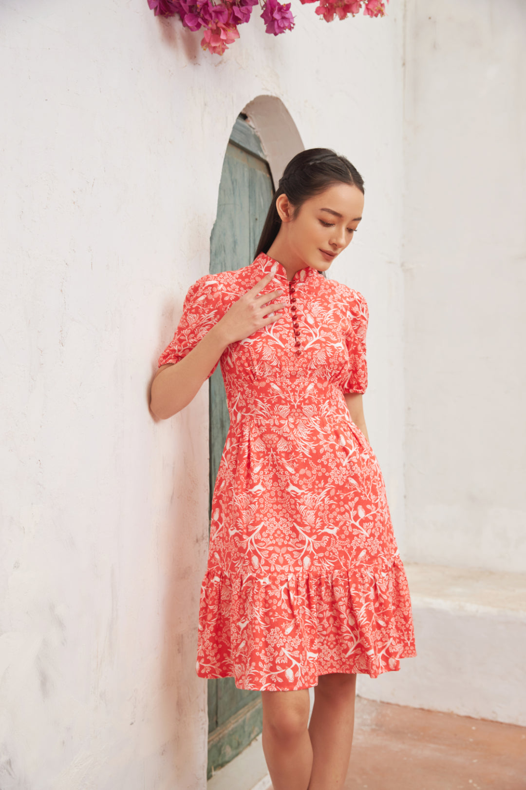 Tayla Spring Forest Coral Dress