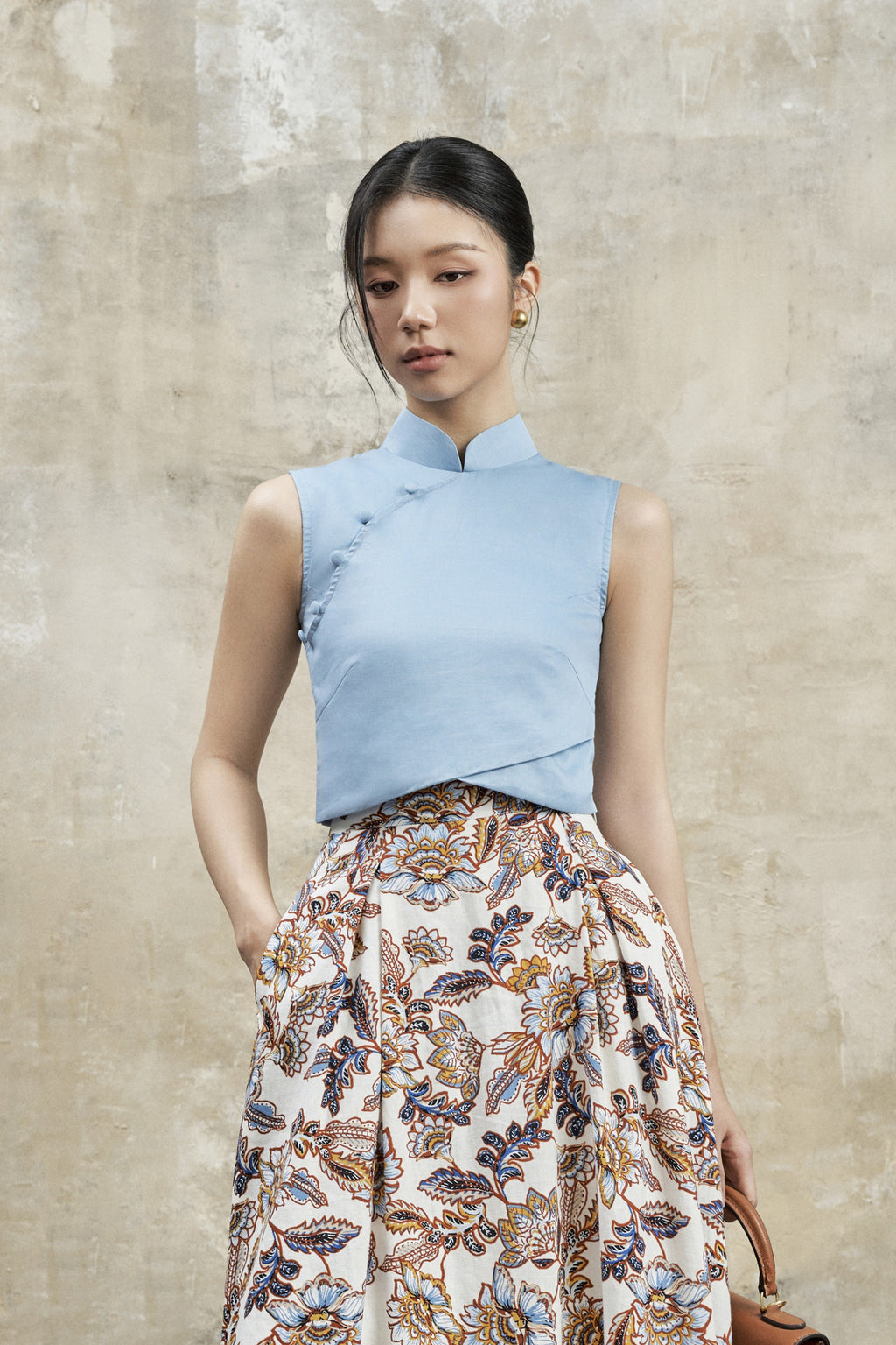 Yves Crop Top in Sky Blue