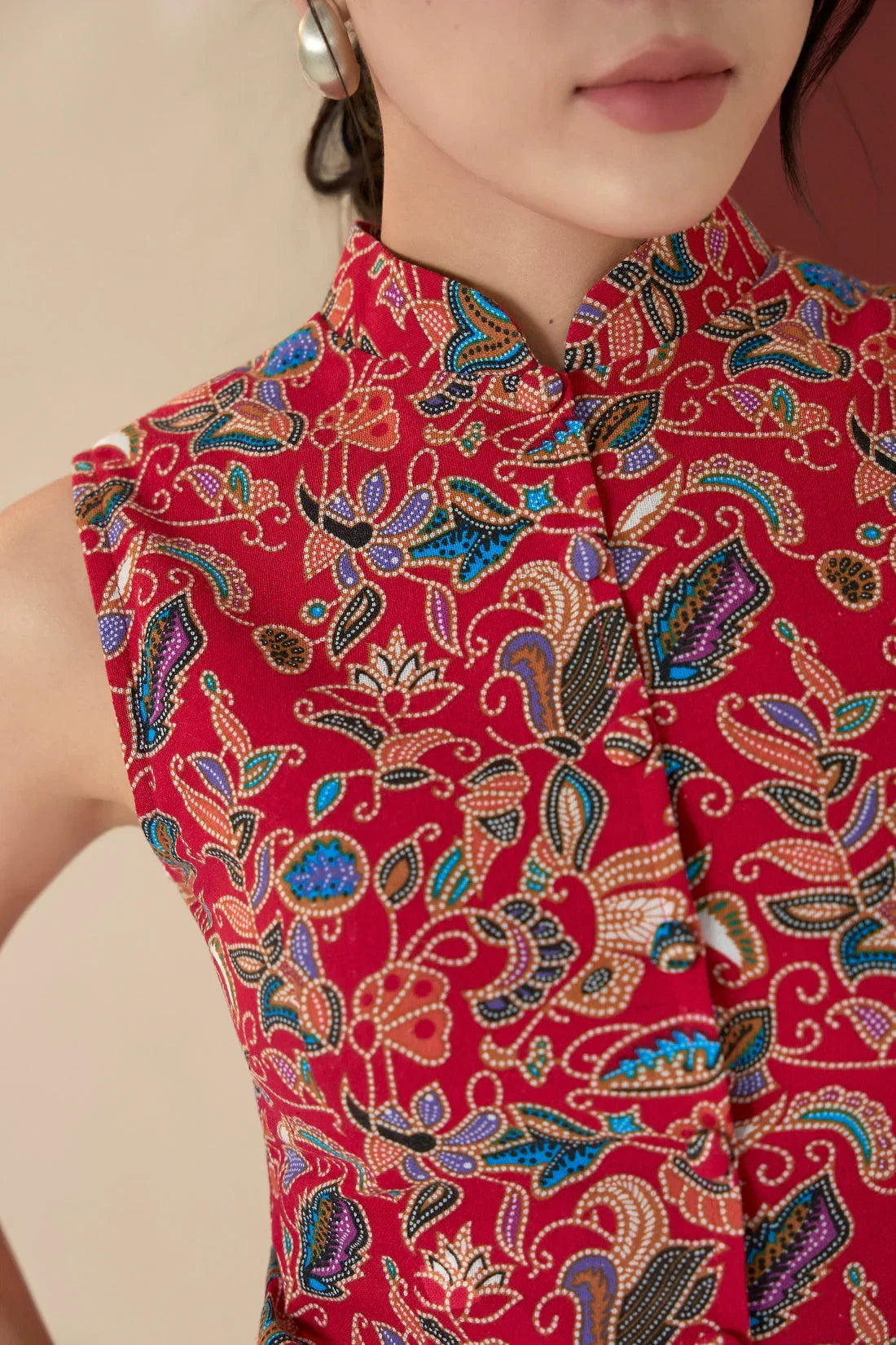 Noa Batik Waistcoat in Red Joli Pretty