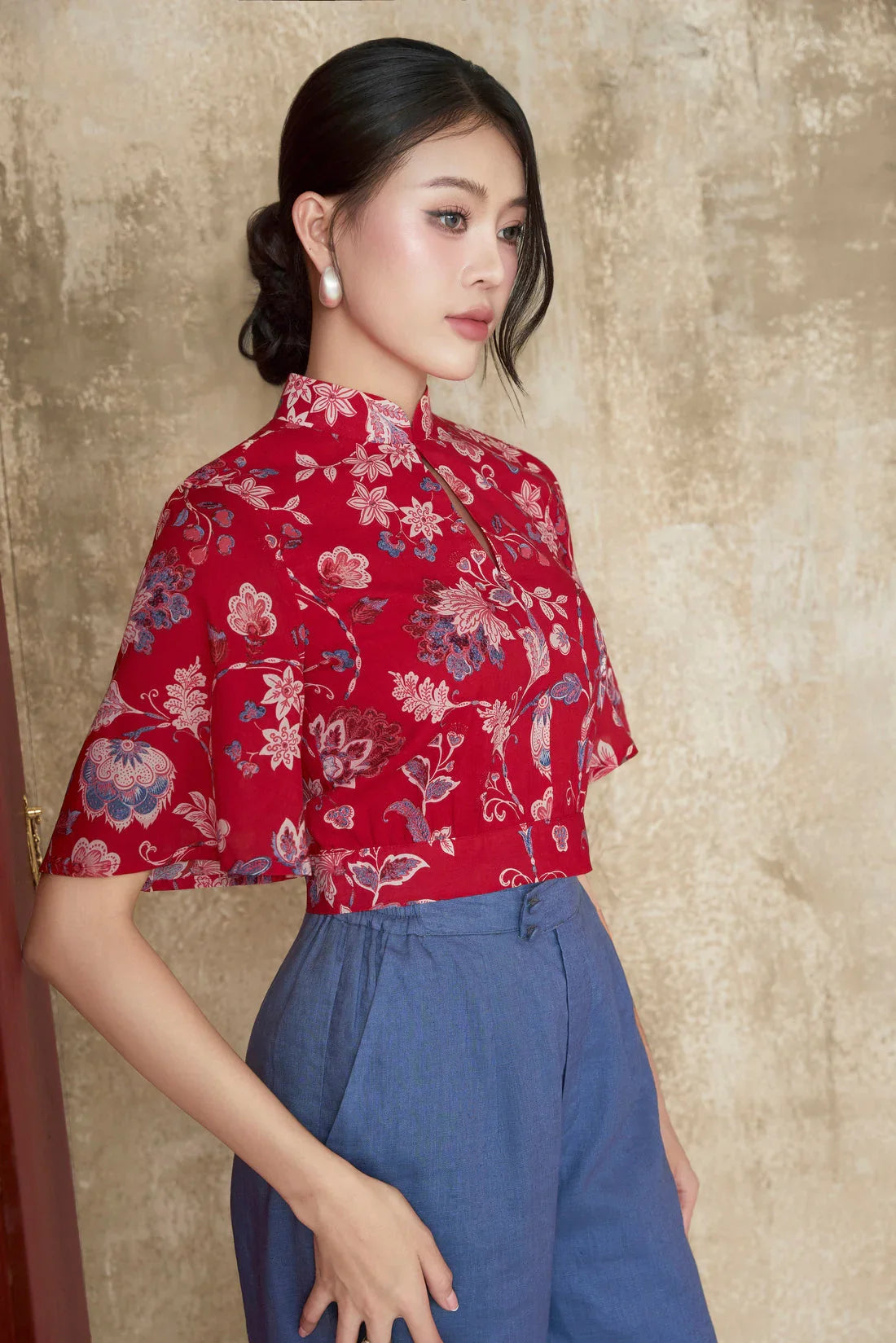 Feng Batik with Flutter Sleeves Top Joli Pretty