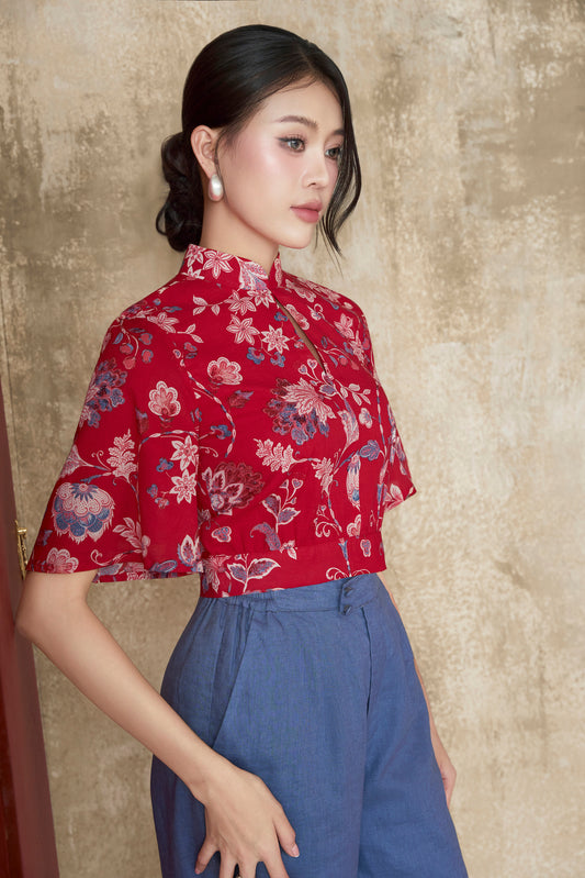 Feng Batik with Flutter Sleeves Top