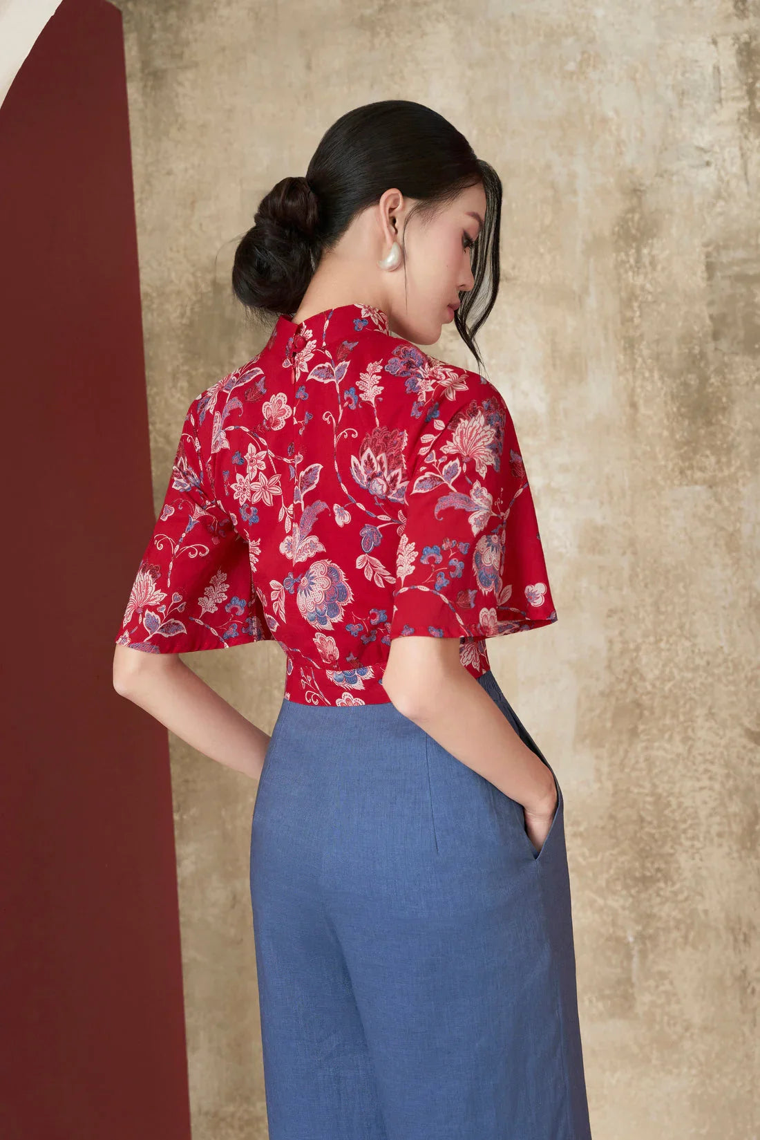 Feng Batik with Flutter Sleeves Top Joli Pretty