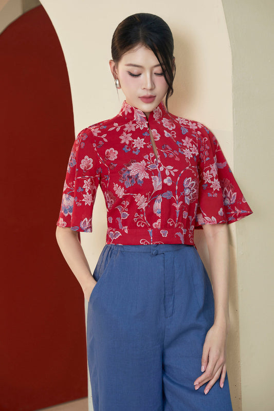 Feng Batik with Flutter Sleeves Top Joli Pretty