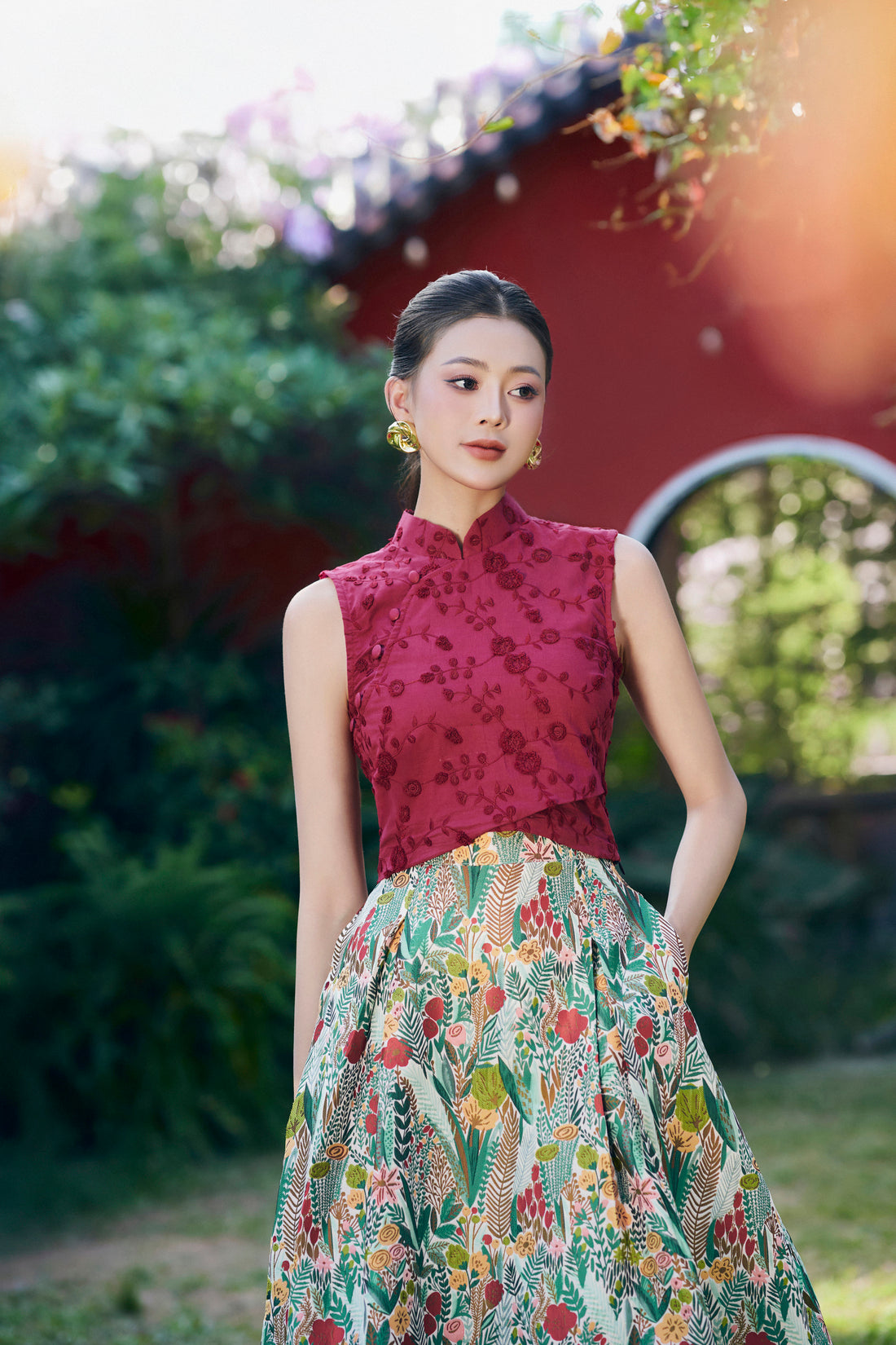 Dahliah Maroon Crop Top