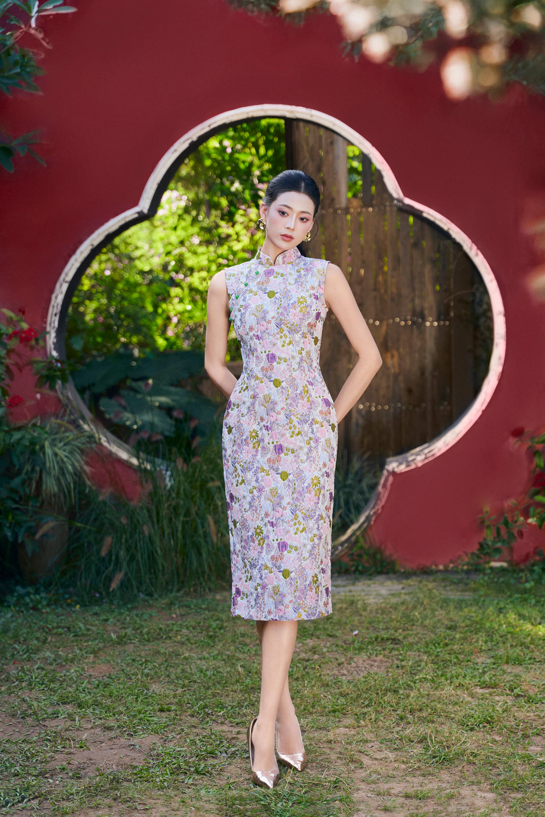 Lavender Jacquard Dress