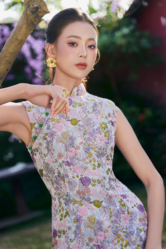 Lavender Jacquard Dress