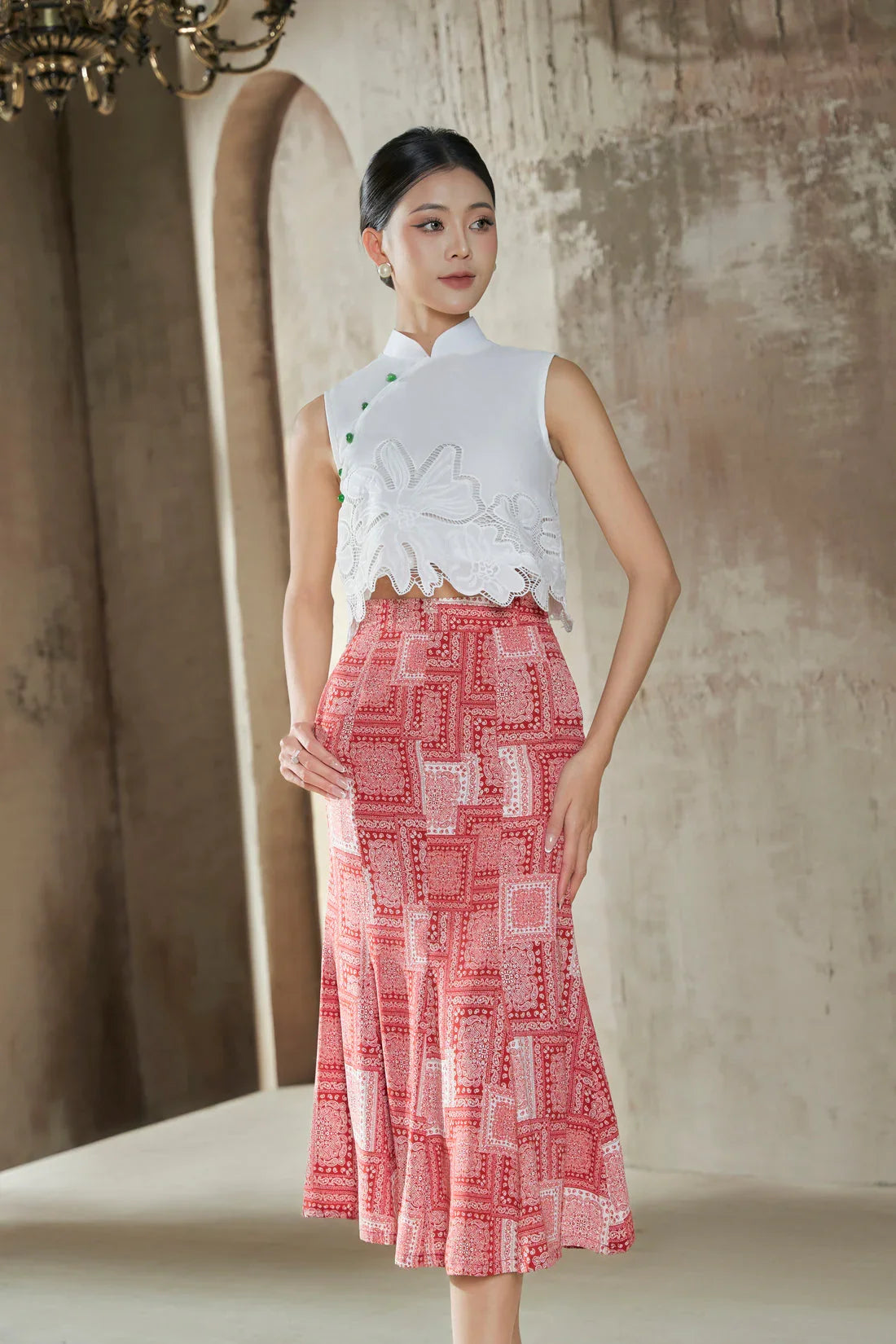 Aria Crop Top in White Joli Pretty