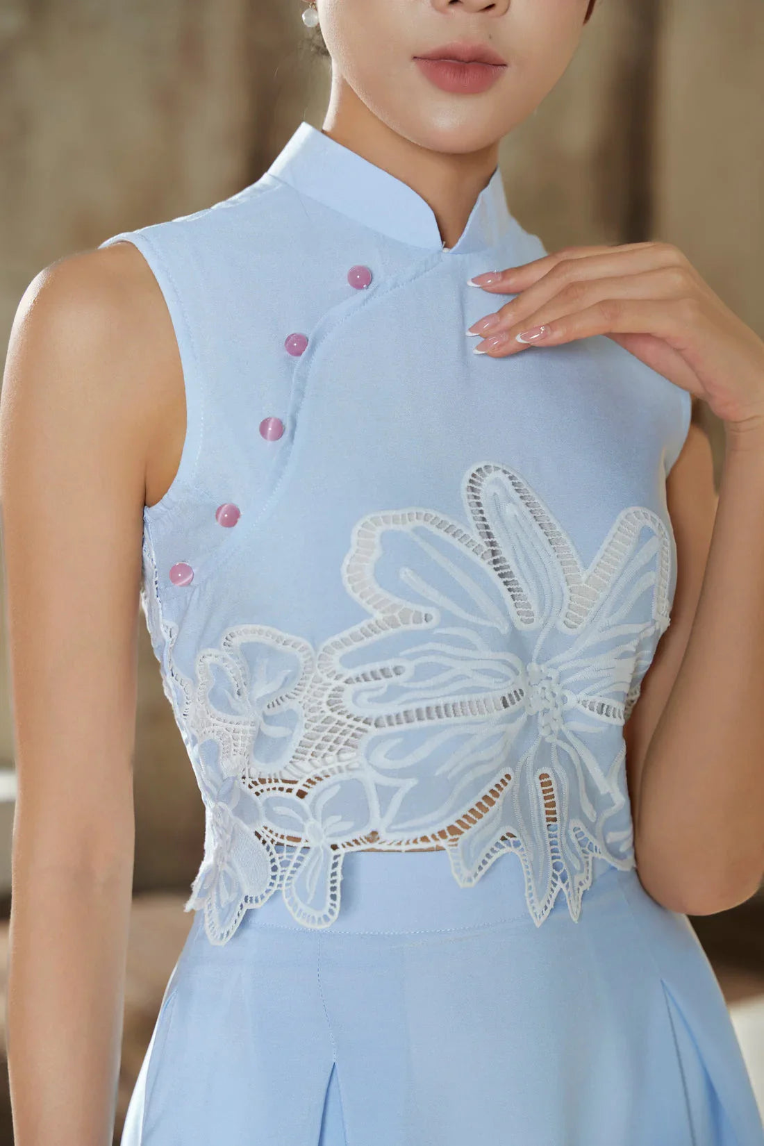 Vera Crop Top in Sky Blue Joli Pretty