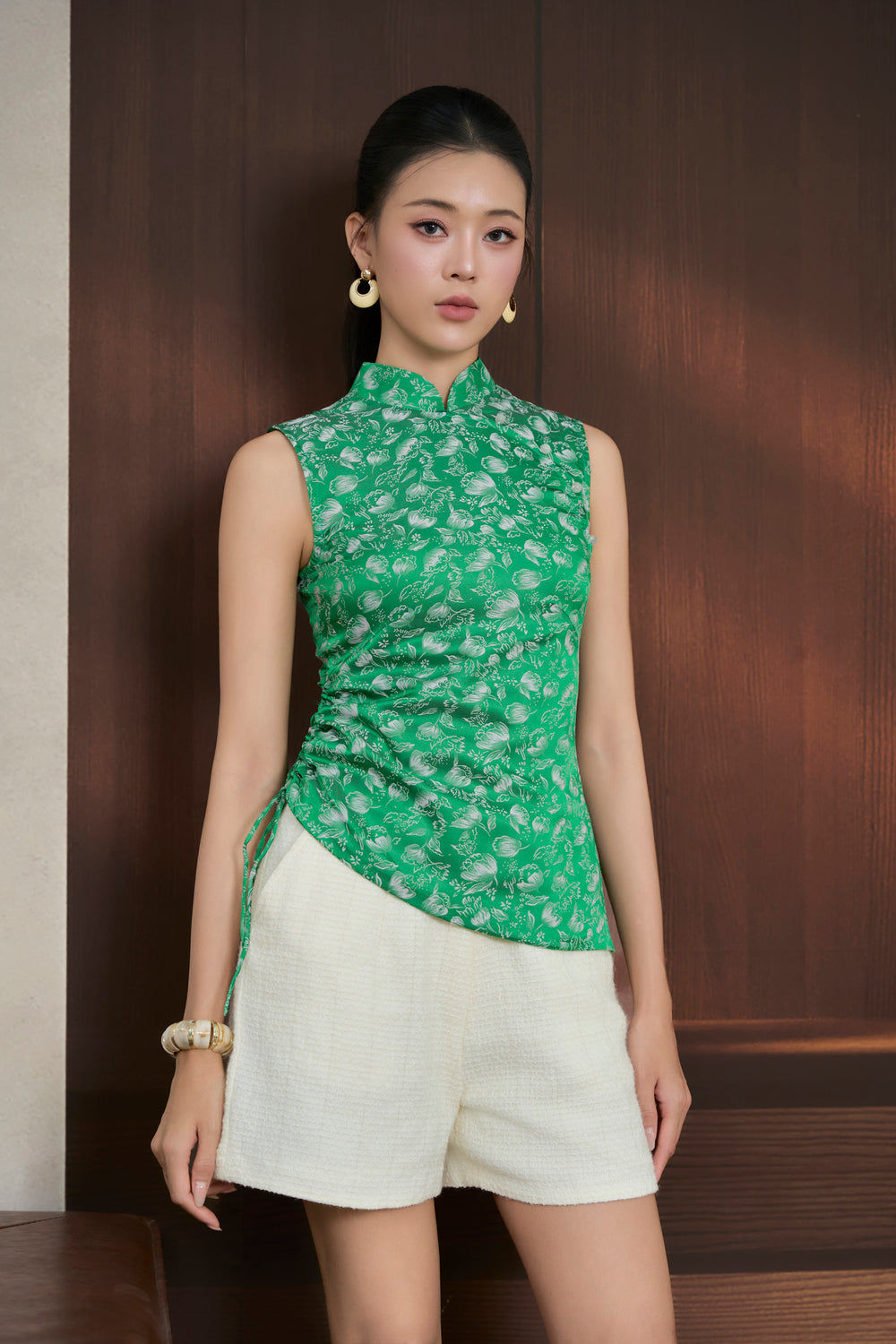 Thalia Silk Top in Emerald