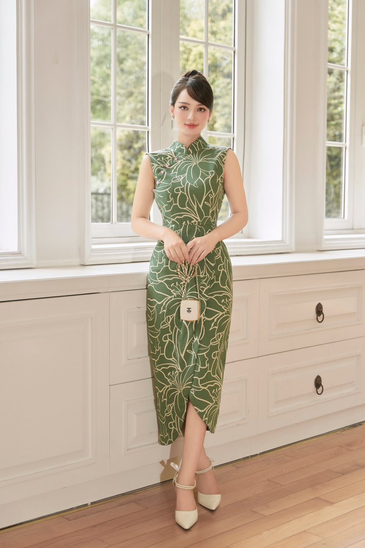 Batik Wrap Dress with Flutter Sleeves