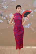 Lace Dress in RedxCobalt Joli Pretty