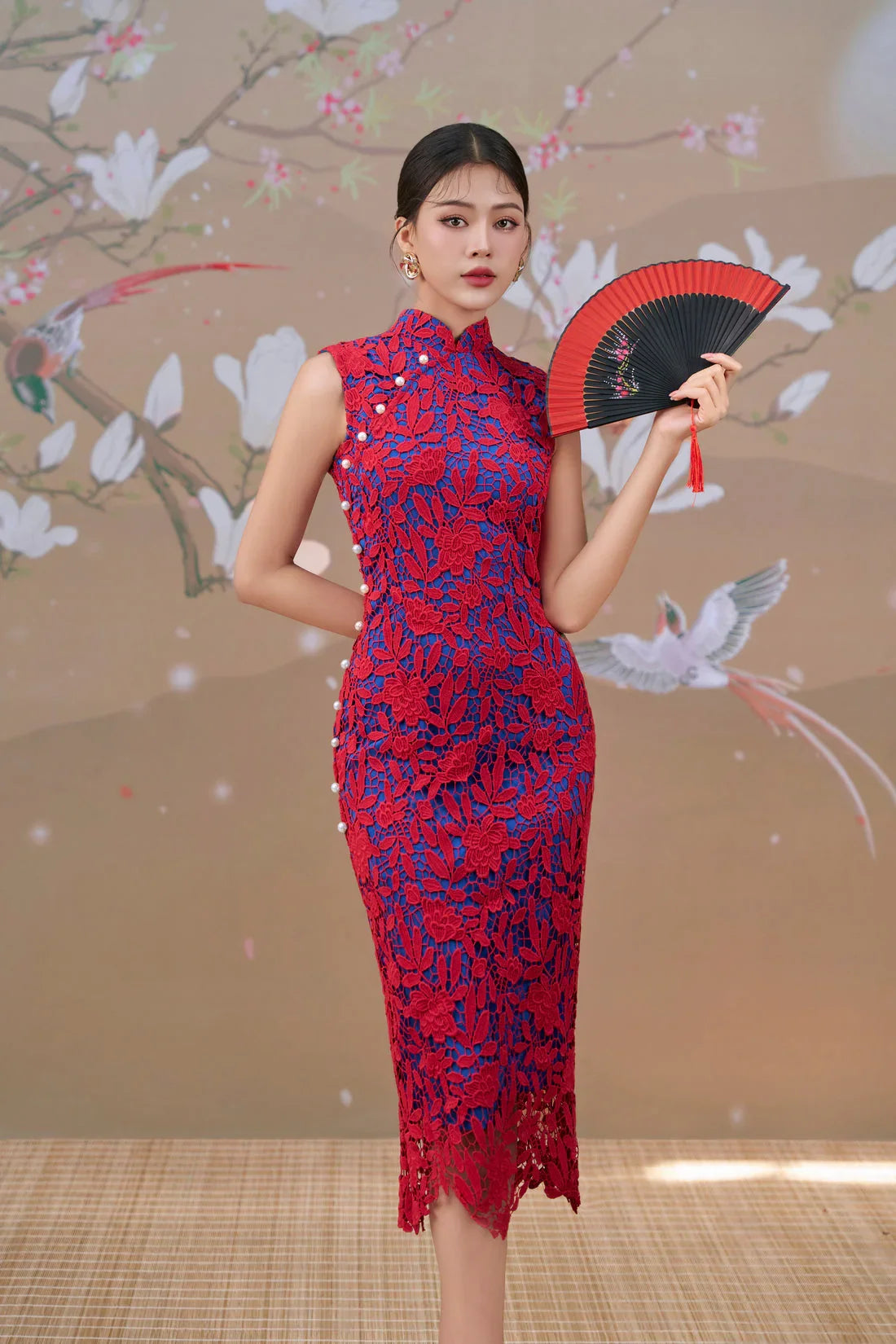 Lace Dress in RedxCobalt Joli Pretty