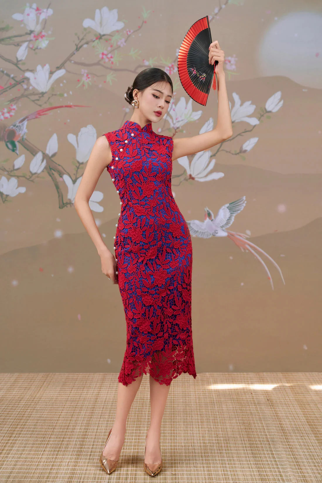 Lace Dress in RedxCobalt Joli Pretty