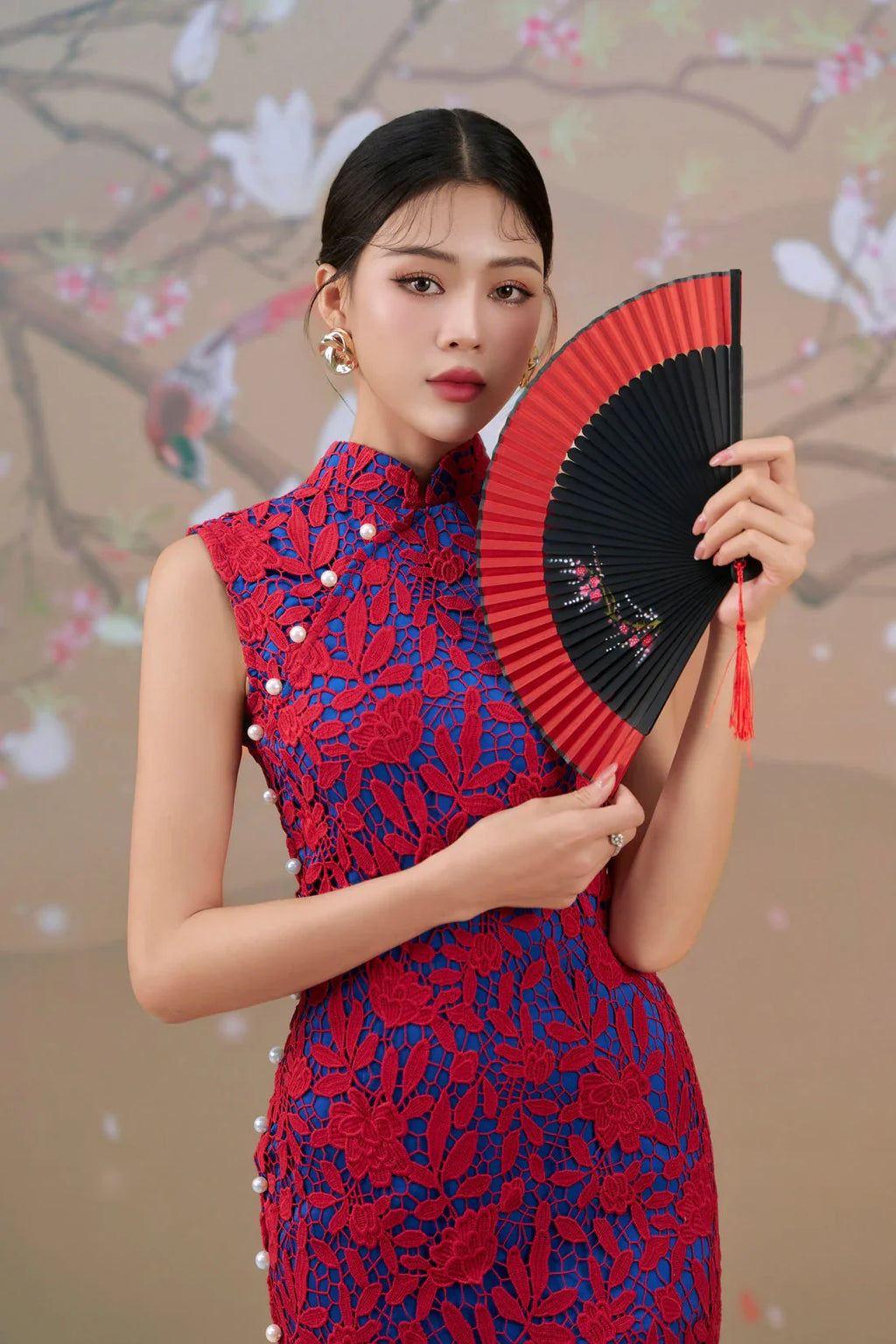 Lace Dress in RedxCobalt Joli Pretty