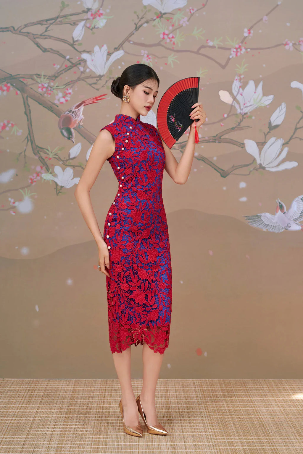 Lace Dress in RedxCobalt Joli Pretty