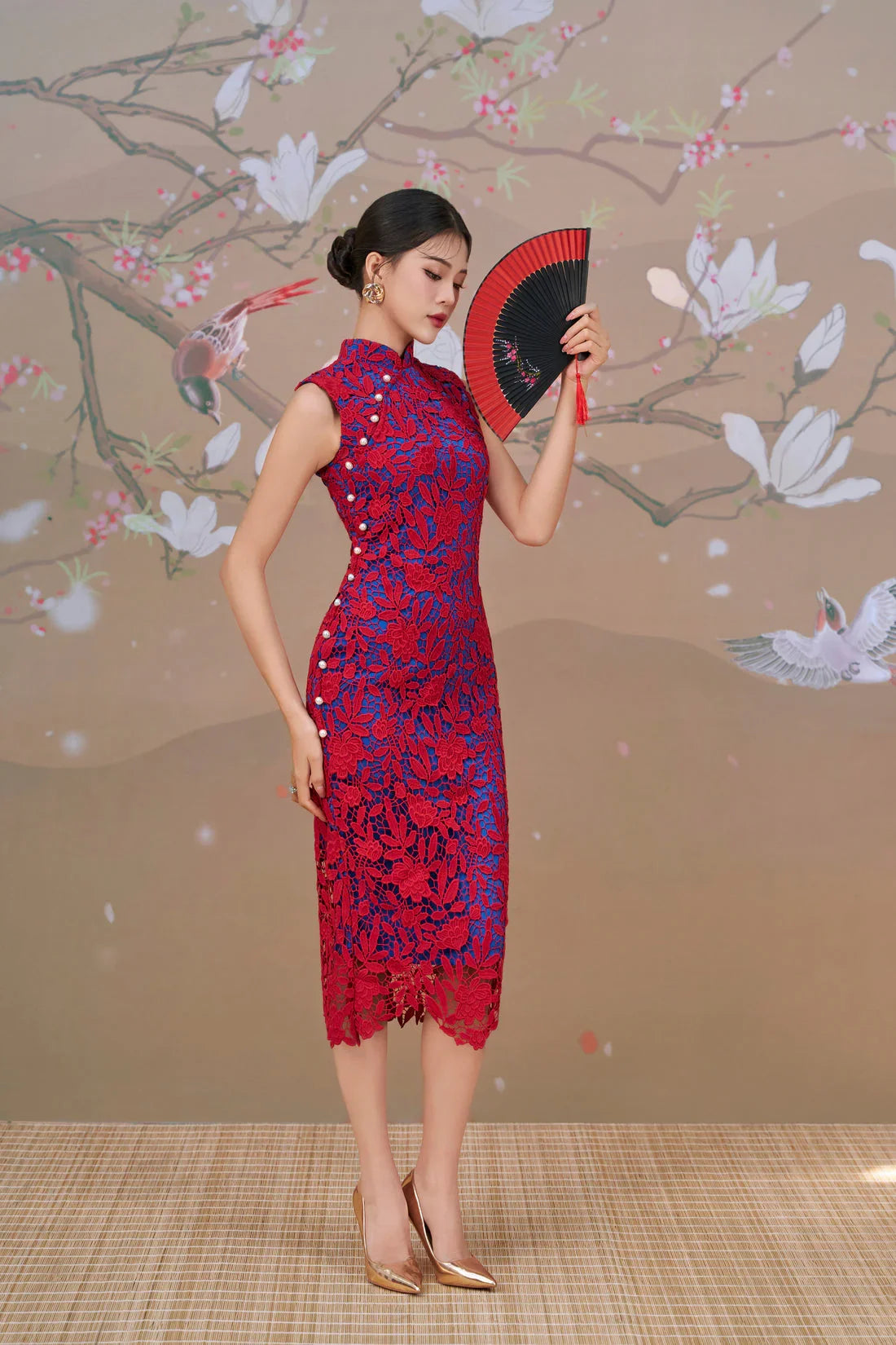 Lace Dress in RedxCobalt Joli Pretty
