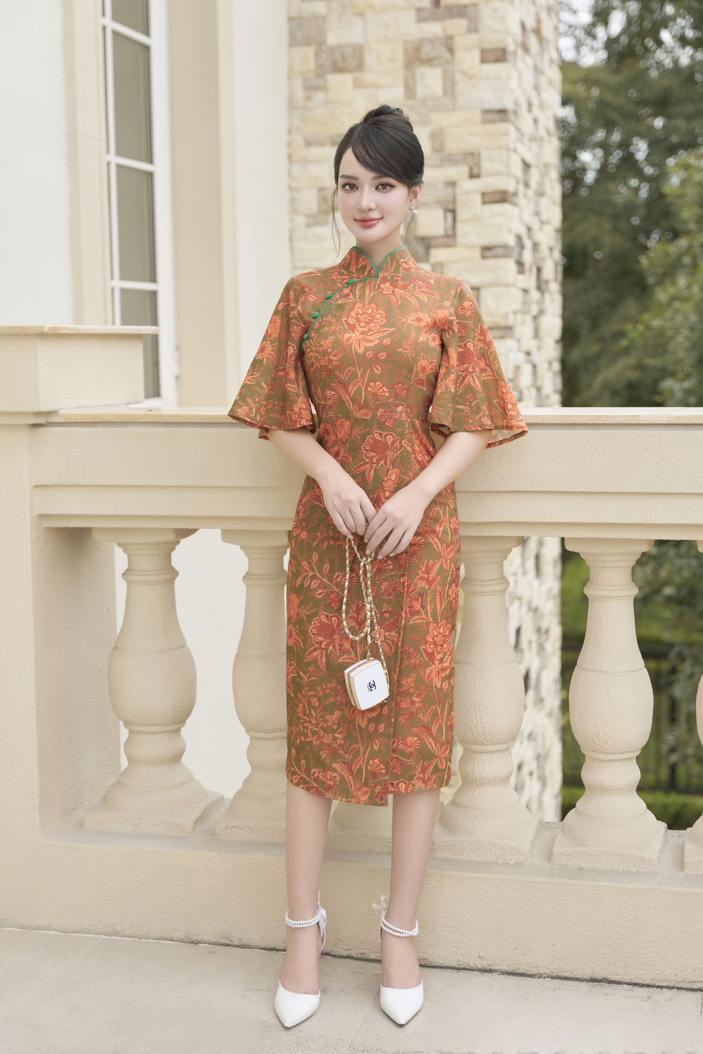 Batik Wrap Dress with Flutter Sleeves