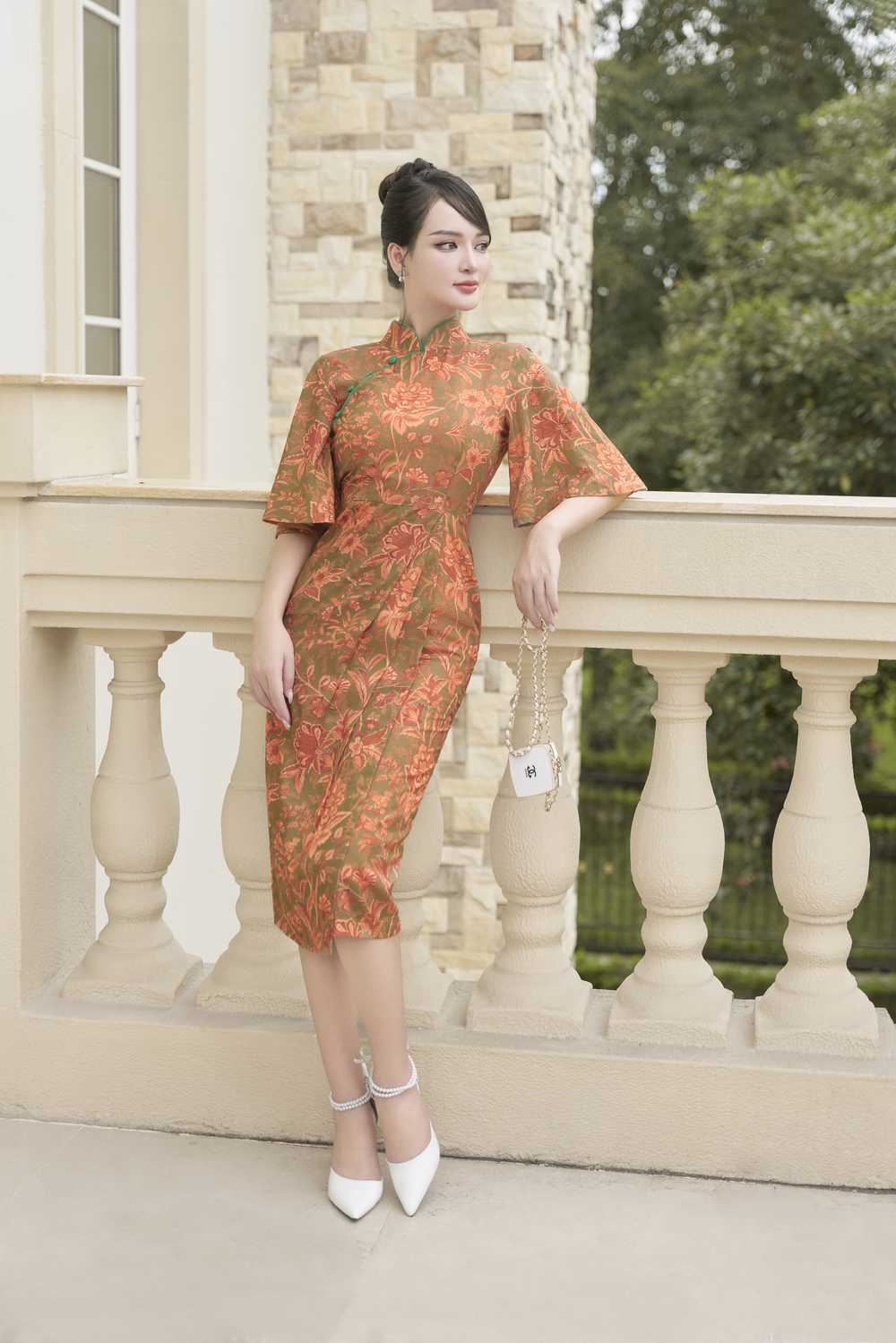 Batik Wrap Dress with Flutter Sleeves