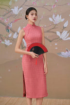 Tweed Dress in Salmon Pink Joli Pretty