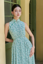Greeny Pleated Dress Joli Pretty