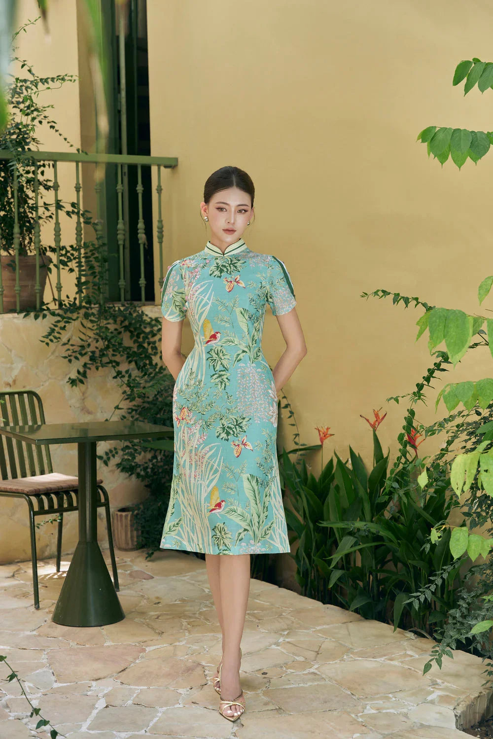 Haven Buttoned-Sleeve Dress Joli Pretty