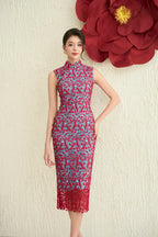 Lace Dress in RedxTeal Joli Pretty