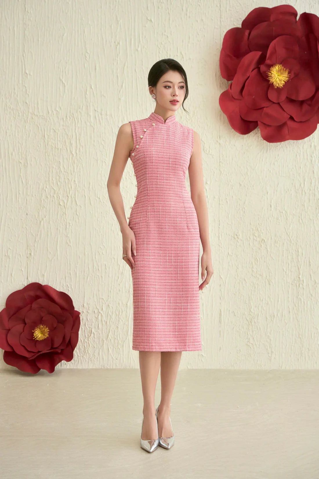 Mila Pink Tweed Dress Joli Pretty