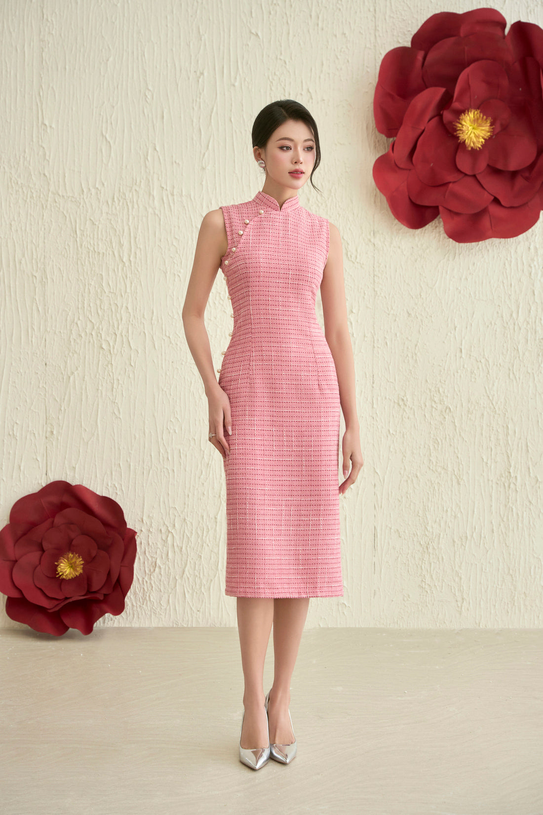 Mila Pink Tweed Dress