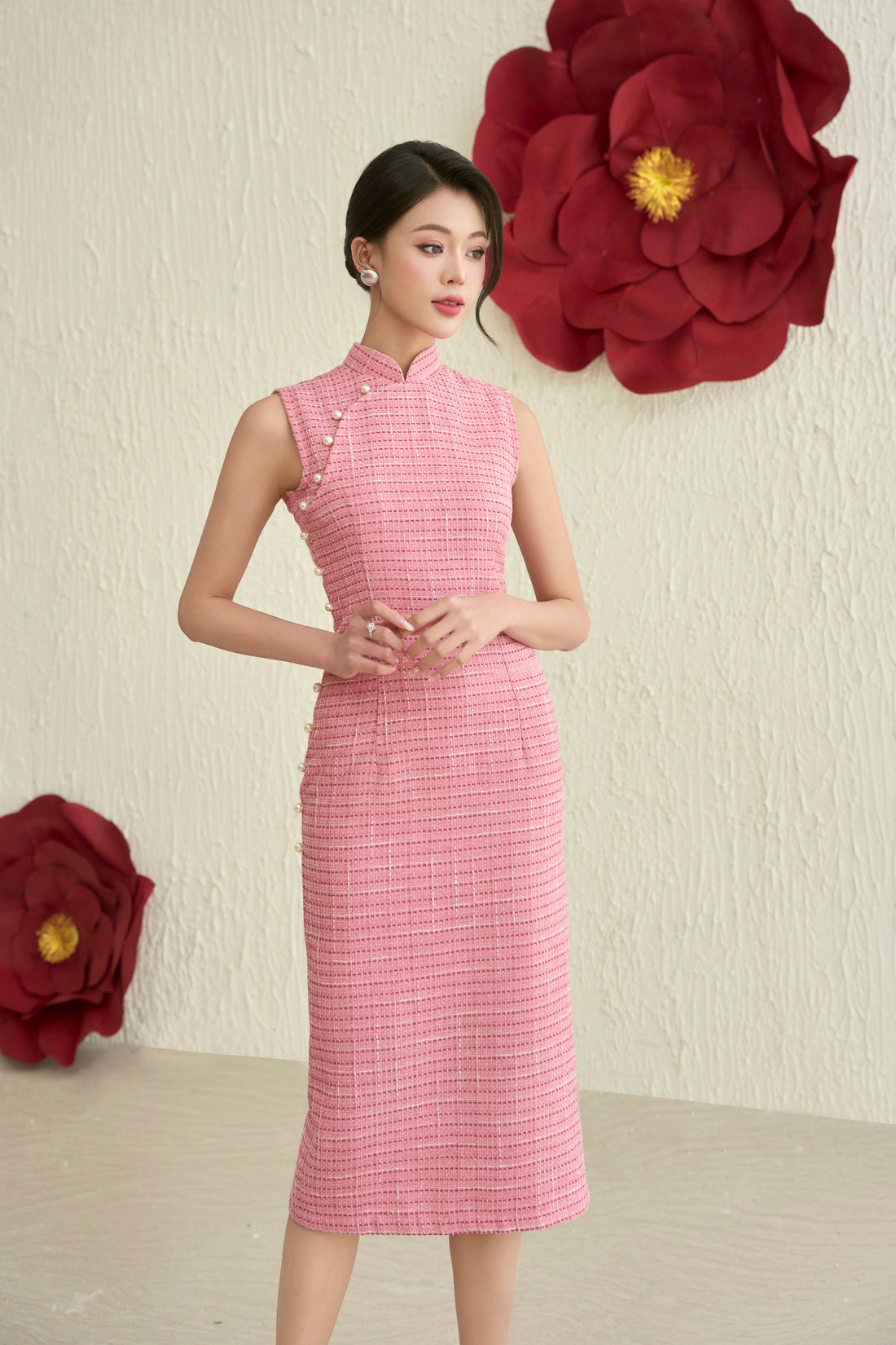 Mila Pink Tweed Dress