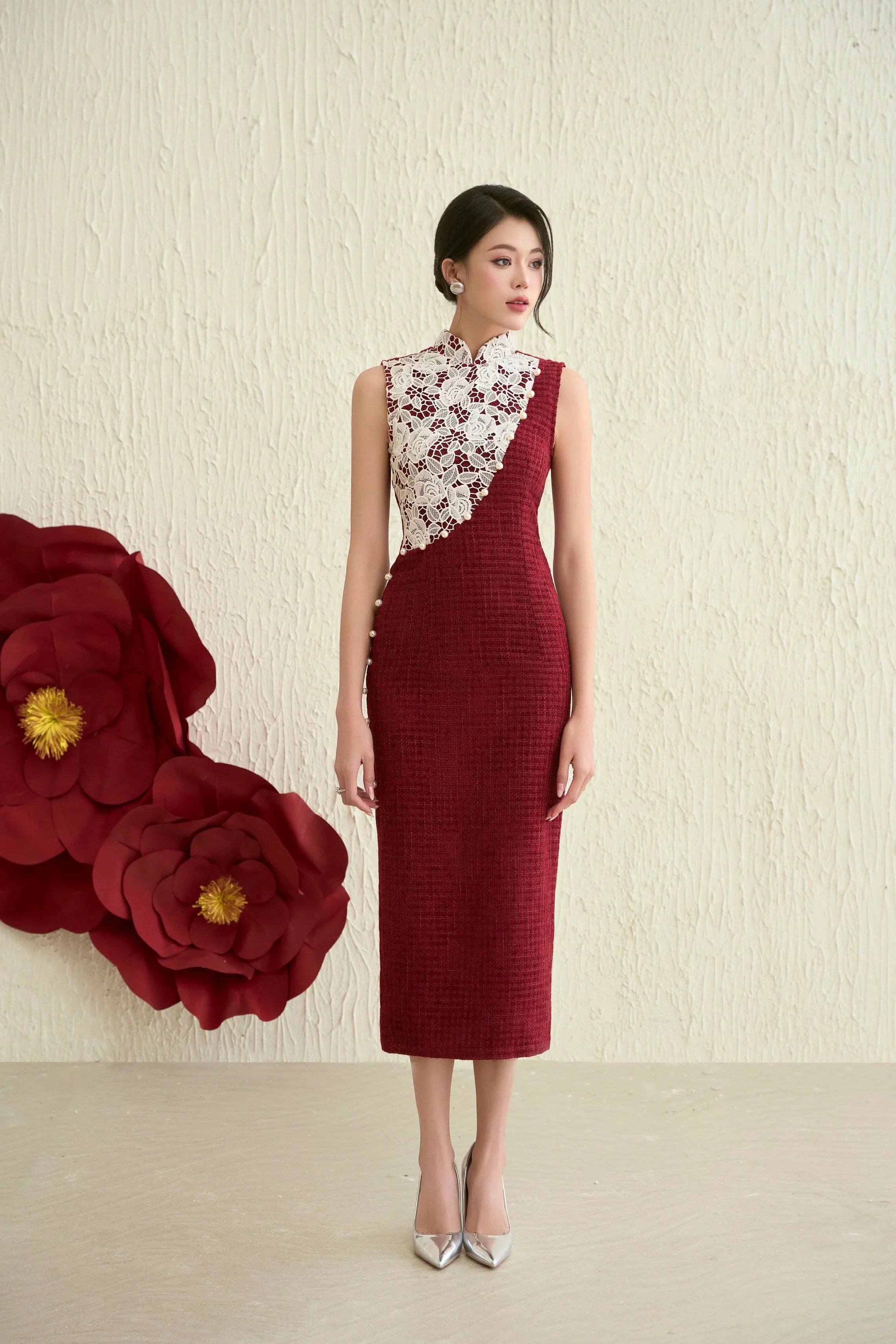 Jamie Maroon Tweed Dress Joli Pretty