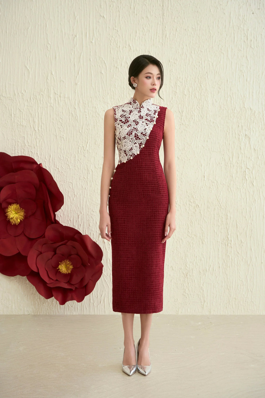 Jamie Maroon Tweed Dress Joli Pretty