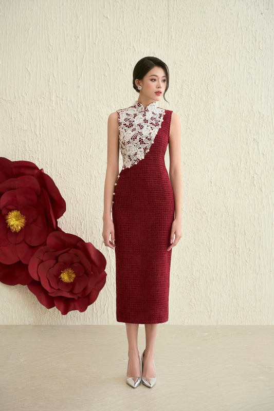 Jamie Maroon Tweed Dress Joli Pretty
