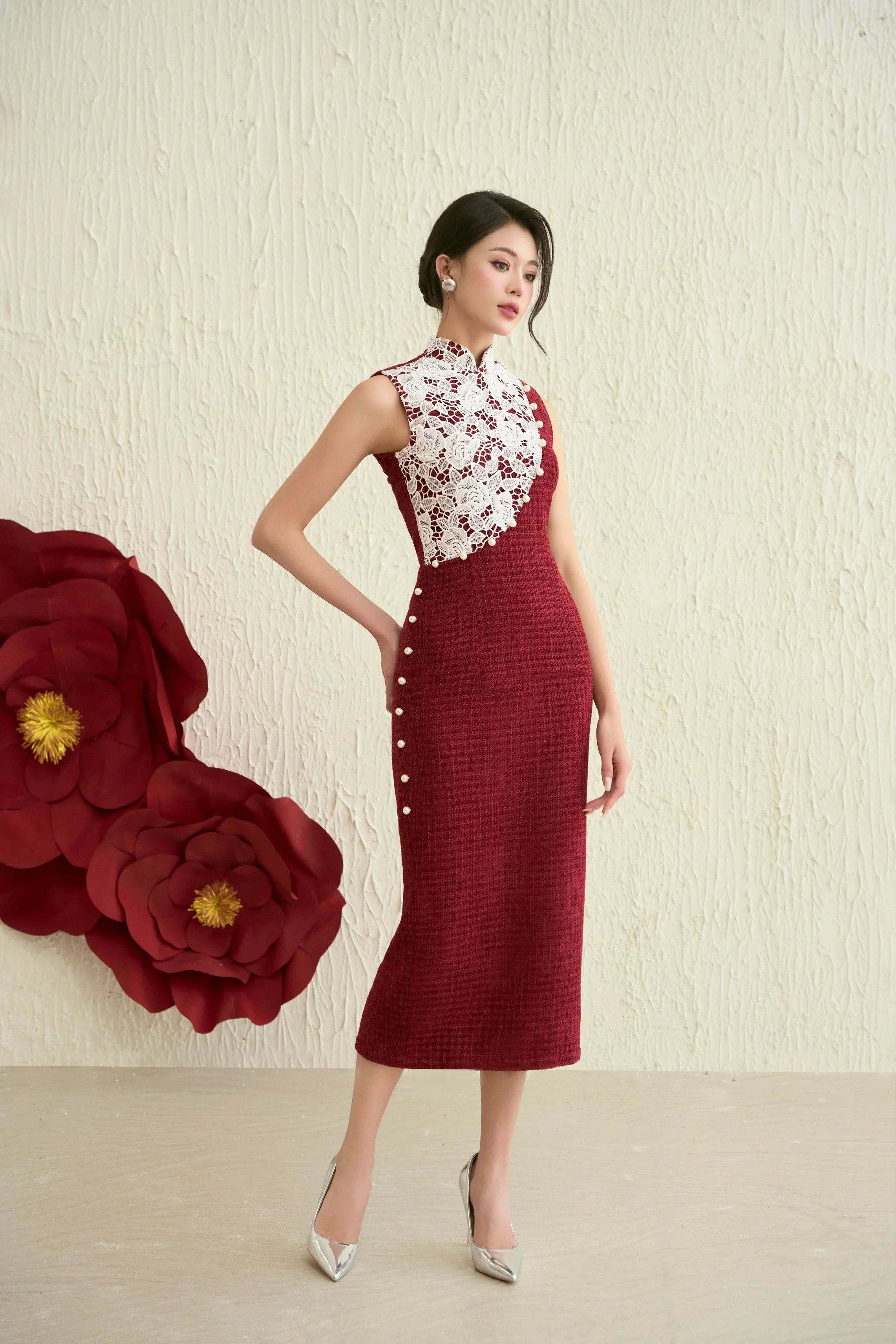 Jamie Maroon Tweed Dress Joli Pretty