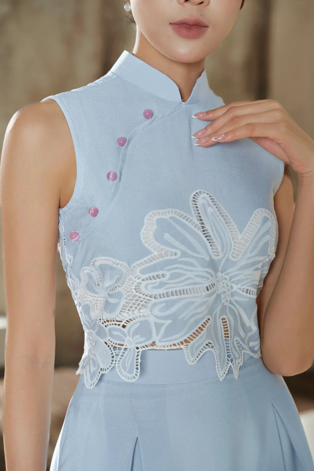 Vera Crop Top Set in Sky Blue Joli Pretty