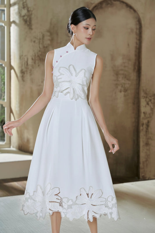 Vera Crop Top Set in White