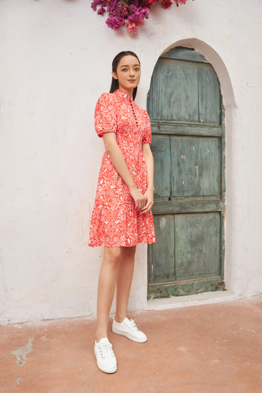 Tayla Spring Forest Coral Dress